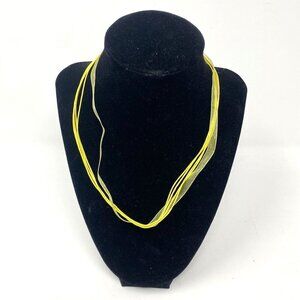 Yellow Sheer Ribbon And Cords Necklace Chain 18" Length Multi-Strand
